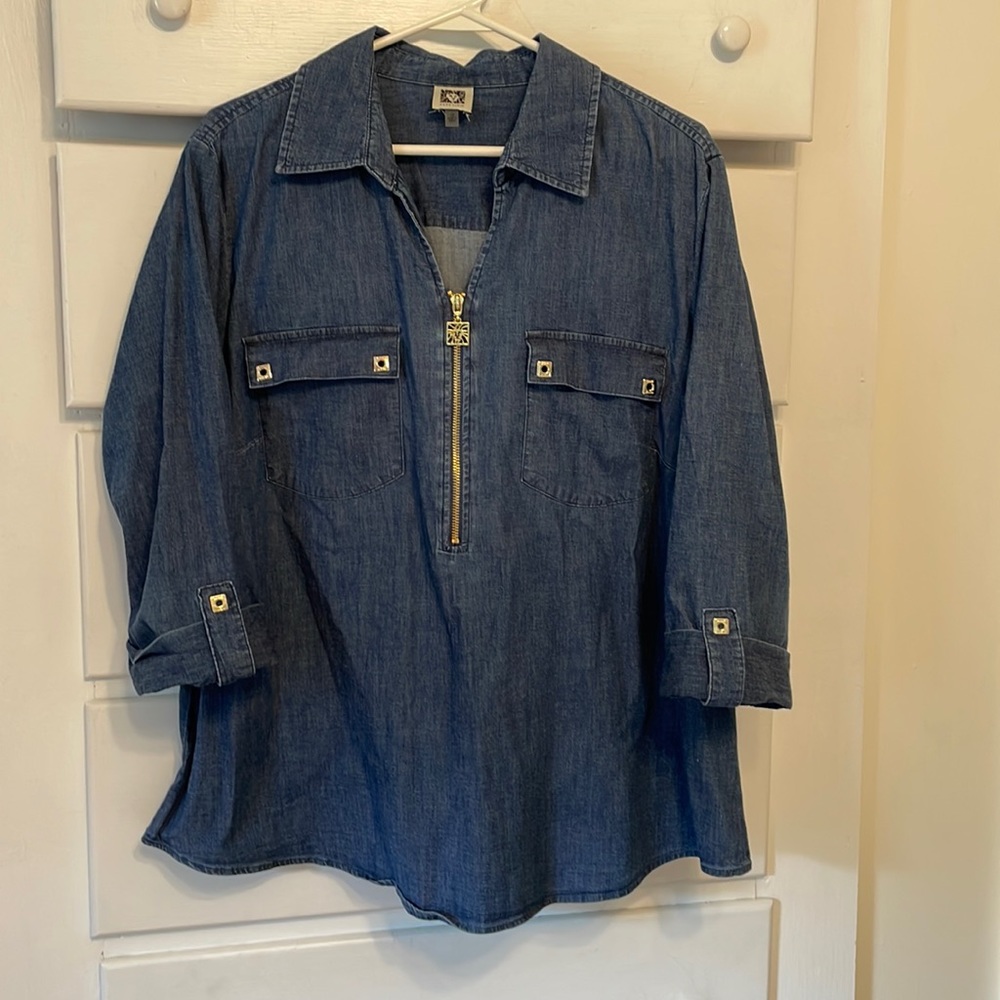 Anne Klein chambray tunic 1X
